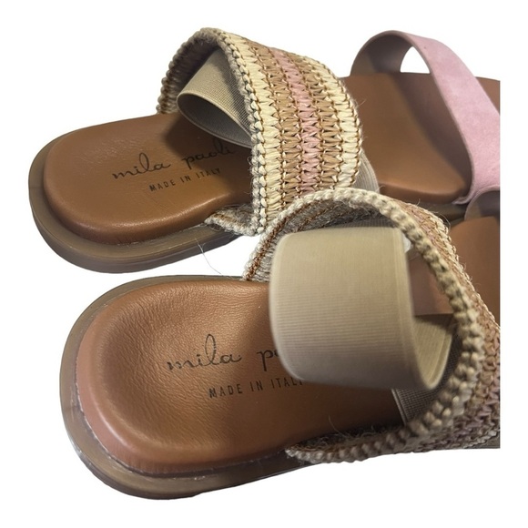 MILA PAOLI Made in Italy Double-Band Slingback Sandals Pink Tan Womens 8 - Picture 9 of 14
